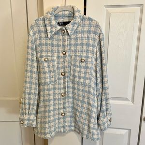 Zara Houndstooth Tweed Shacket